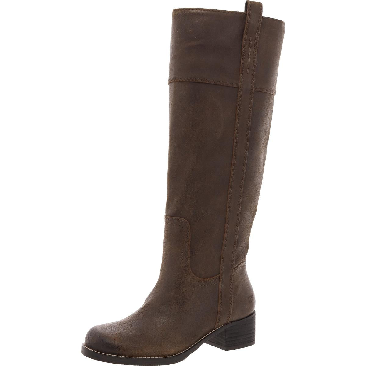 LK-HYBISCUS Solid Leather Knee-High Boots