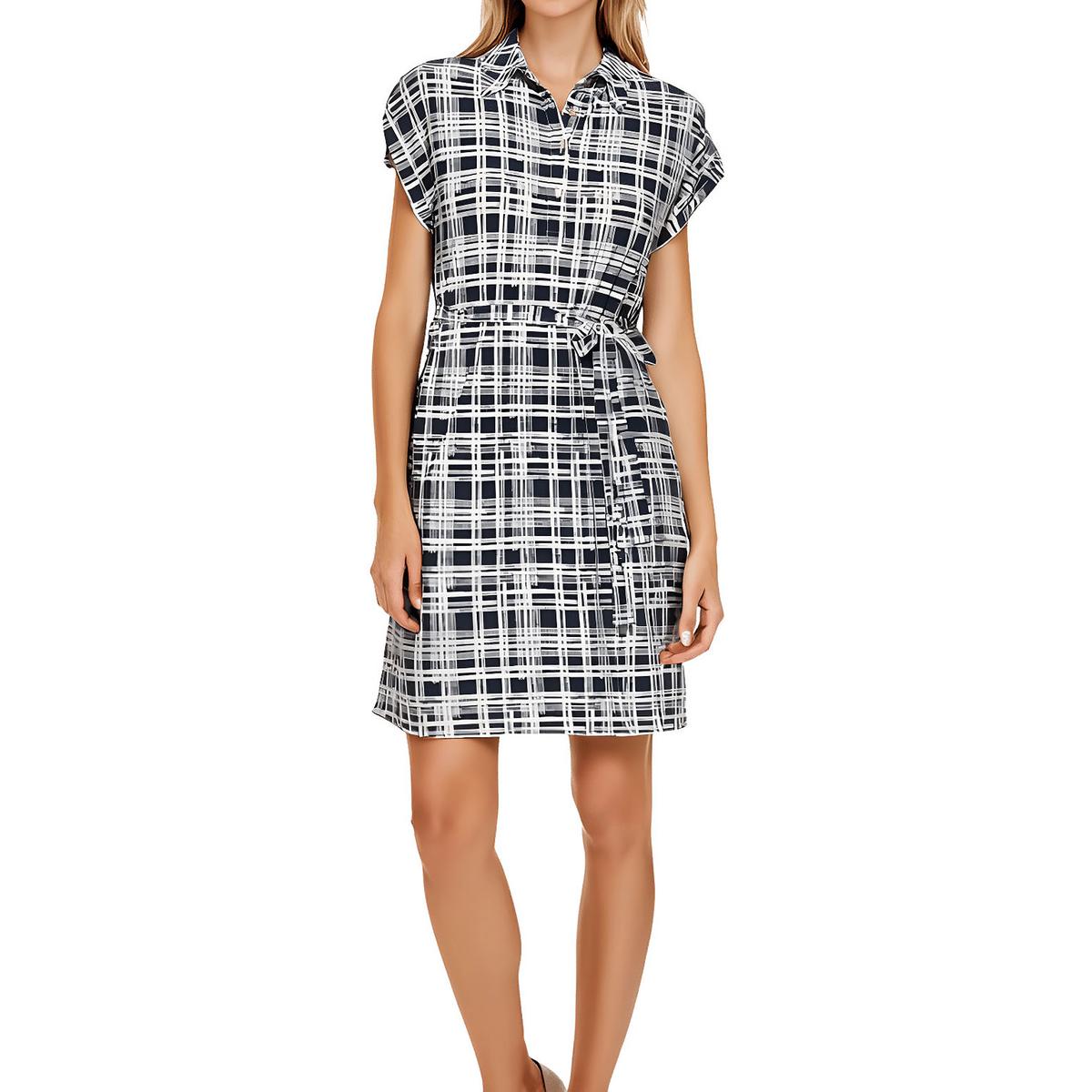 Plus Plaid Short Sleeve Shirtdress