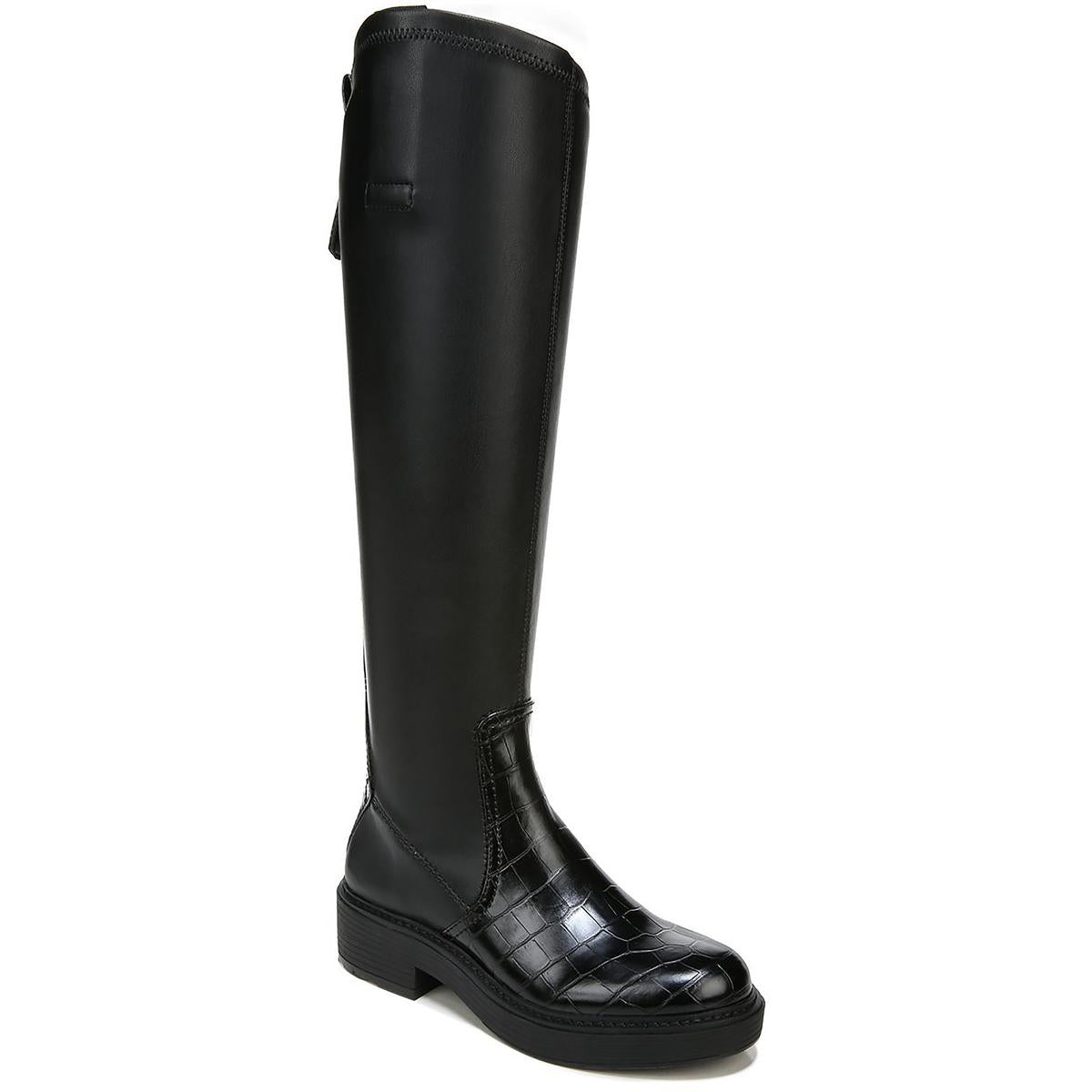 Keaton Faux Leather Block Heel Knee-High Boots
