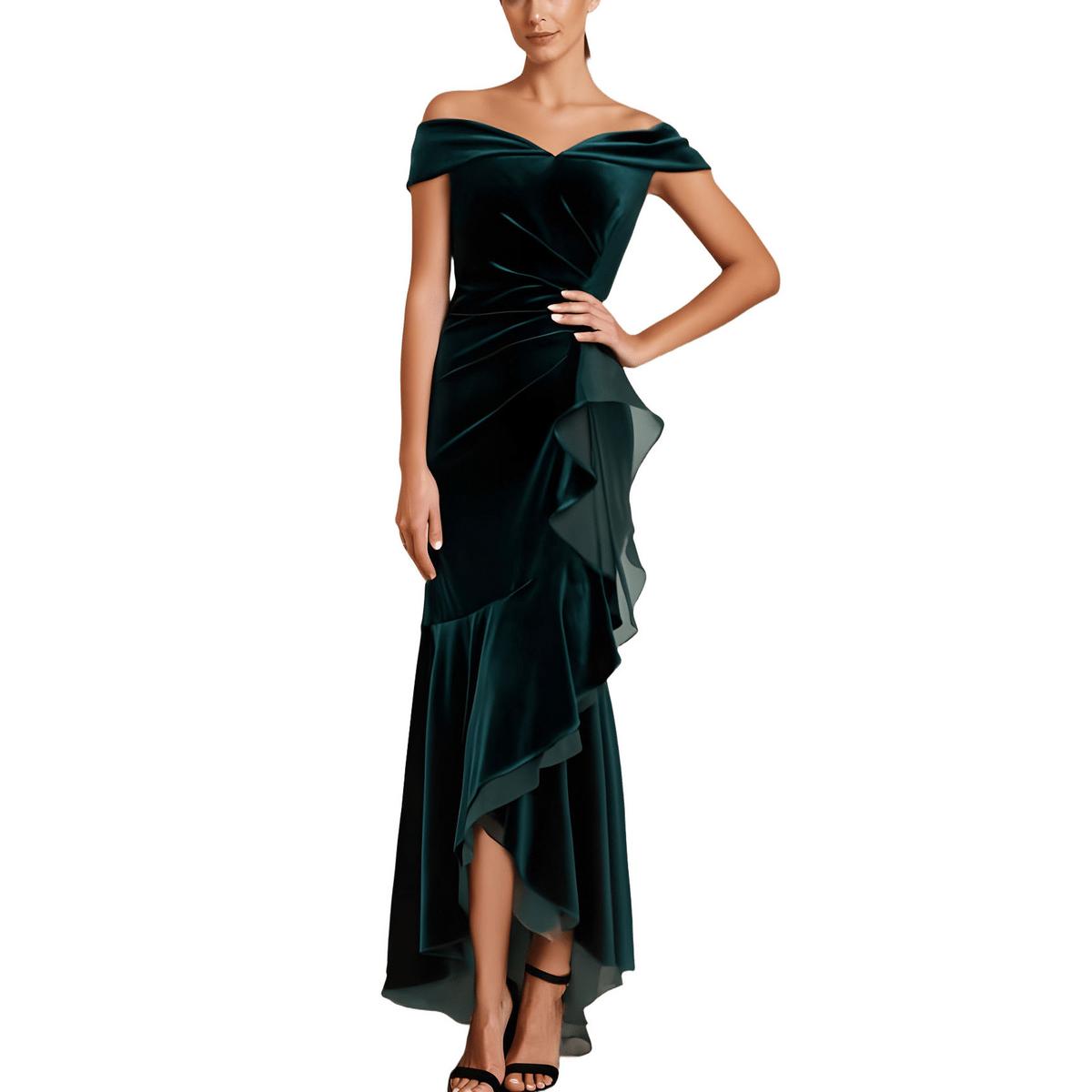 Velvet Off-The-Shoulder Evening Dress