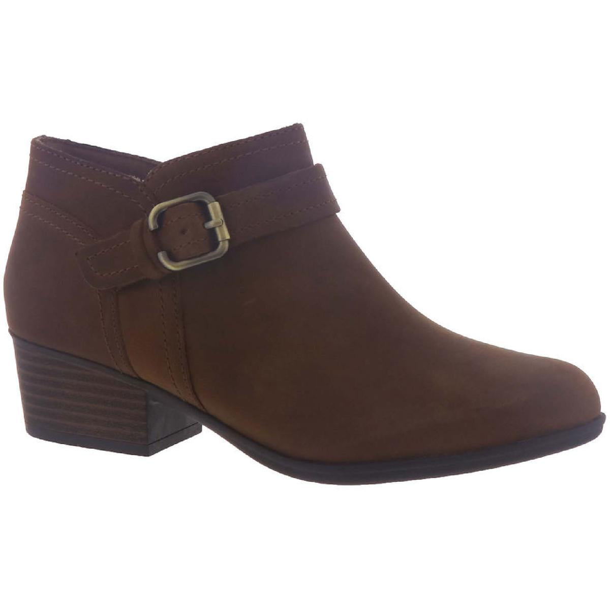 Adreena Mid Leather Block Heel Ankle Boots