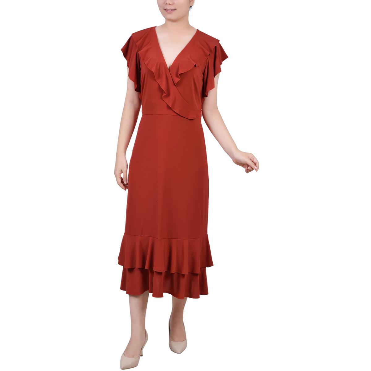 Petites Ruffled A-Line Midi Dress