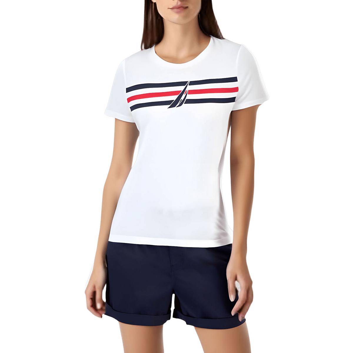 Sailboat Stripe Logo Cotton Graphic T-Shirt