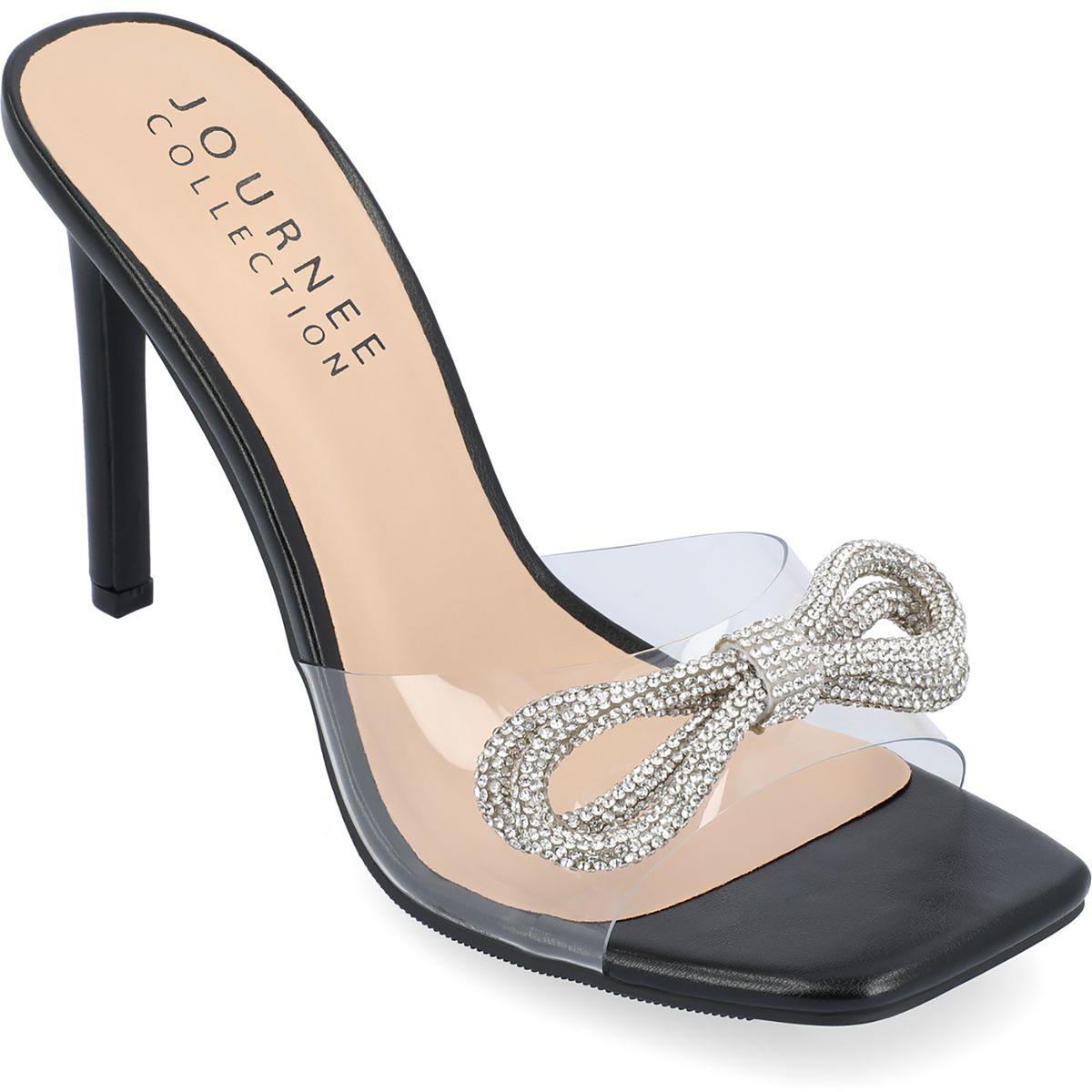 Fenella Faux Leather Rhinestone Slide Sandals