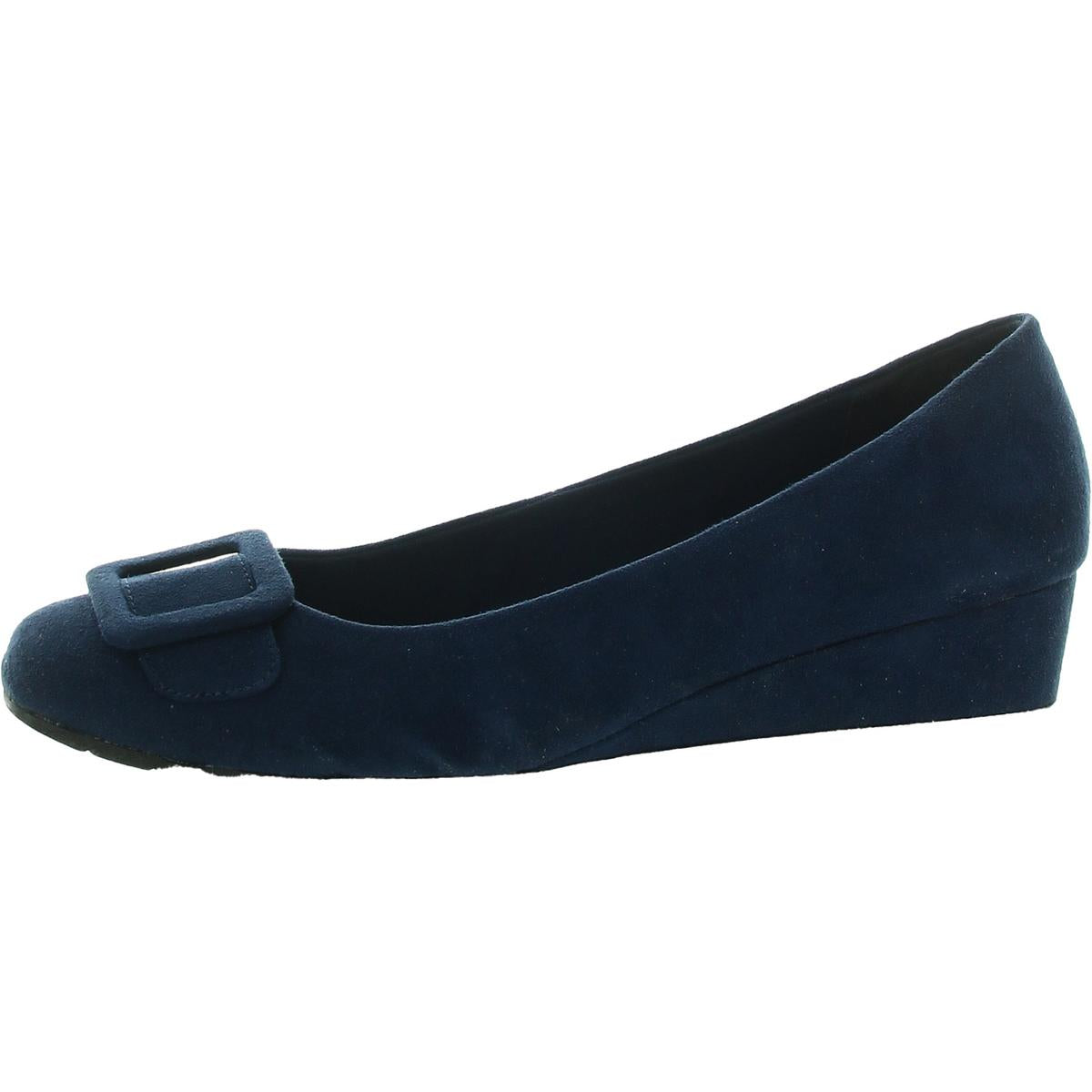 MIRANDA Buckle Faux Suede Wedge Heels