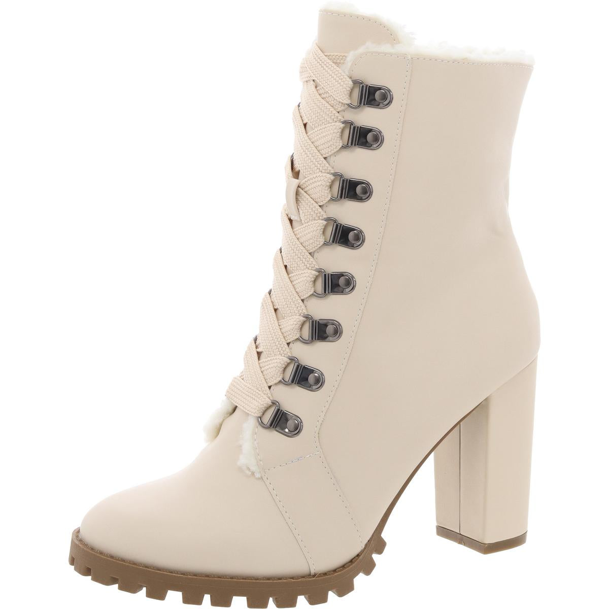 Fauna Faux Fur Lined Faux Leather Ankle Boots